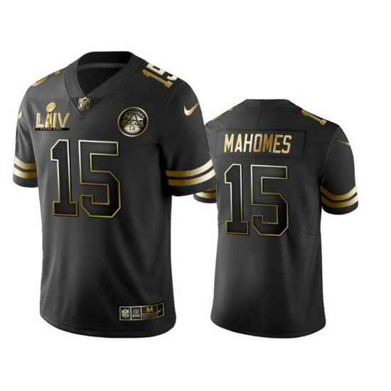 Nike Chiefs 15 Patrick Mahomes Black Gold 2020 Super Bowl LIV Vapor Untouchable Limited Jersey